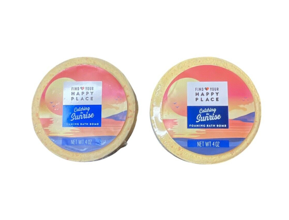 Lot of 2 Find Your Happy Place Catching the Sunrise Bath Bombs 4 oz ea NEW!